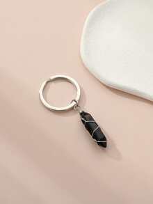 Geometric Charm Keychain - Black - View 2