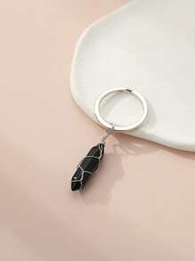 Geometric Charm Keychain - Black - View 1