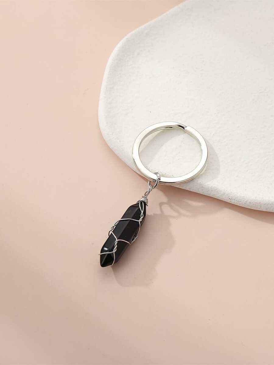 Geometric Charm Keychain - Black - View 1