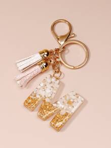 流蘇和字母吊墜鑰匙圈 - 彩色 - 查看 2