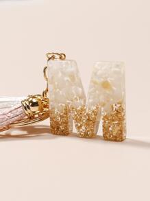 流蘇和字母吊墜鑰匙圈 - 彩色 - 查看 3