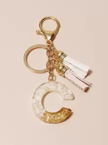 字母和流蘇墜飾鑰匙圈 - 彩色 - 查看 1