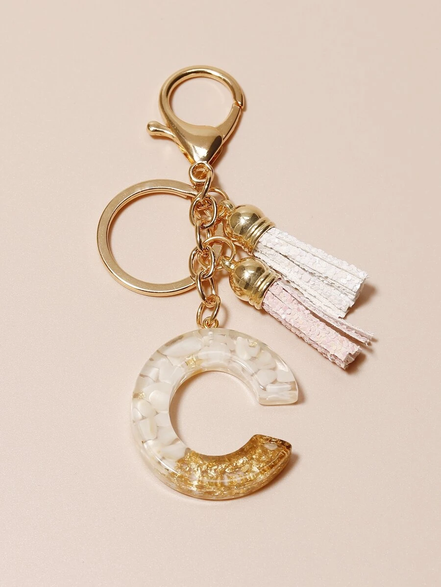 字母和流蘇墜飾鑰匙圈 - 彩色 - 查看 1