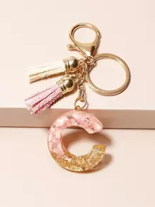 Letter Charm Keychain - Multicolor - View 1