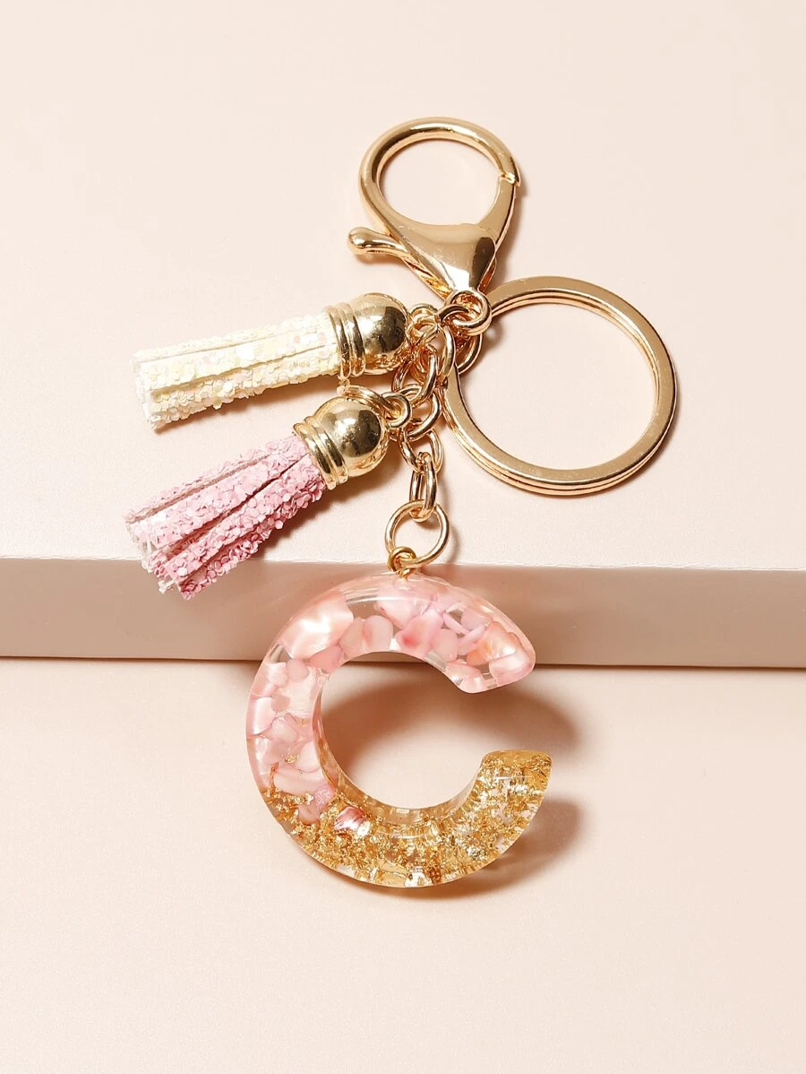 Letter Charm Keychain - Multicolor - View 1