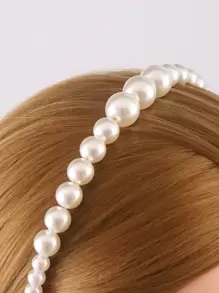 3pcs Faux Pearl Beaded Headband Elegant - White - View 2