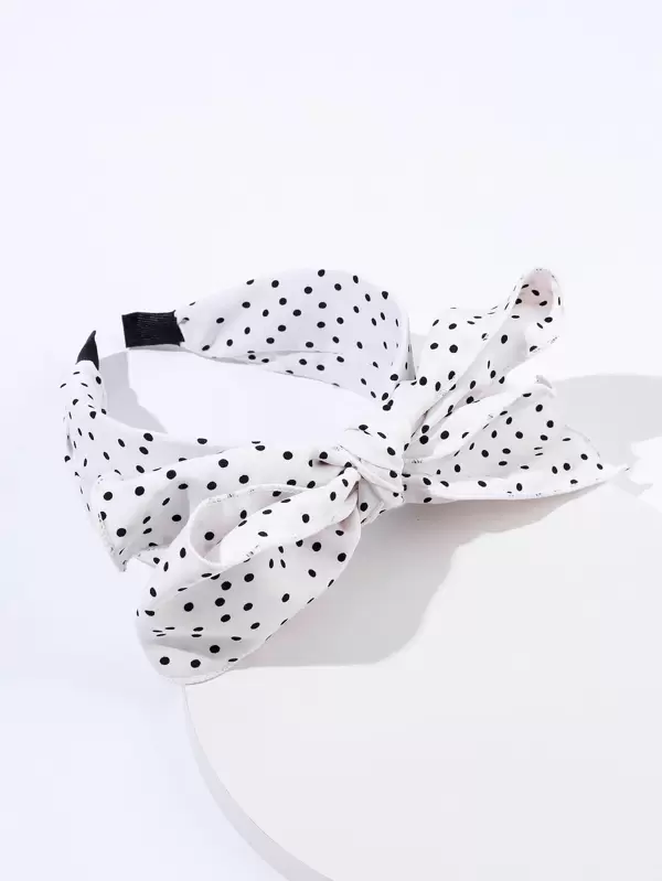Spring Hair Pack Cute Small Dot Hairband Y2K HairTies White Polka Dot Hair Scrunchies Women Hair Accessories Bow Headband Hair Ribbon