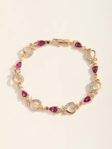 水鑽心和水滴裝飾手環 - 彩色 - 查看 1