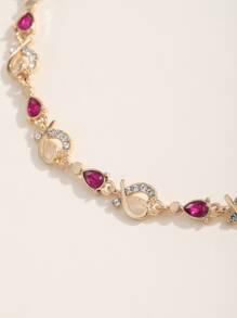 水鑽心和水滴裝飾手環 - 彩色 - 查看 2