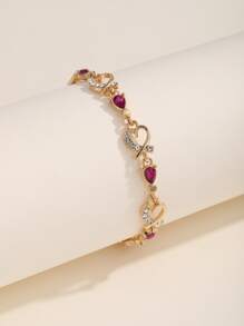 水鑽心和水滴裝飾手環 - 彩色 - 查看 4