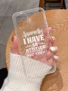 Slogan Graphic Clear Phone Case - Clear - View 2