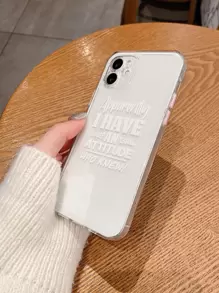 Slogan Graphic Clear Phone Case - Clear - View 3