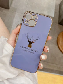 Deer & Slogan Graphic Phone Case Compatible With IPhone 11,IPhone 13,IPhone 14 Pro Max - Purple - View 2