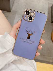 Deer & Slogan Graphic Phone Case Compatible With IPhone 11,IPhone 13,IPhone 14 Pro Max - Purple - View 3