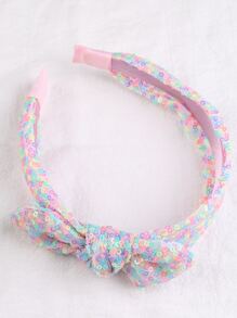 1pc Kids Colorful Sequin Fabric Knotted Headband For Kids Daily School Wear - Multicolor - View 4