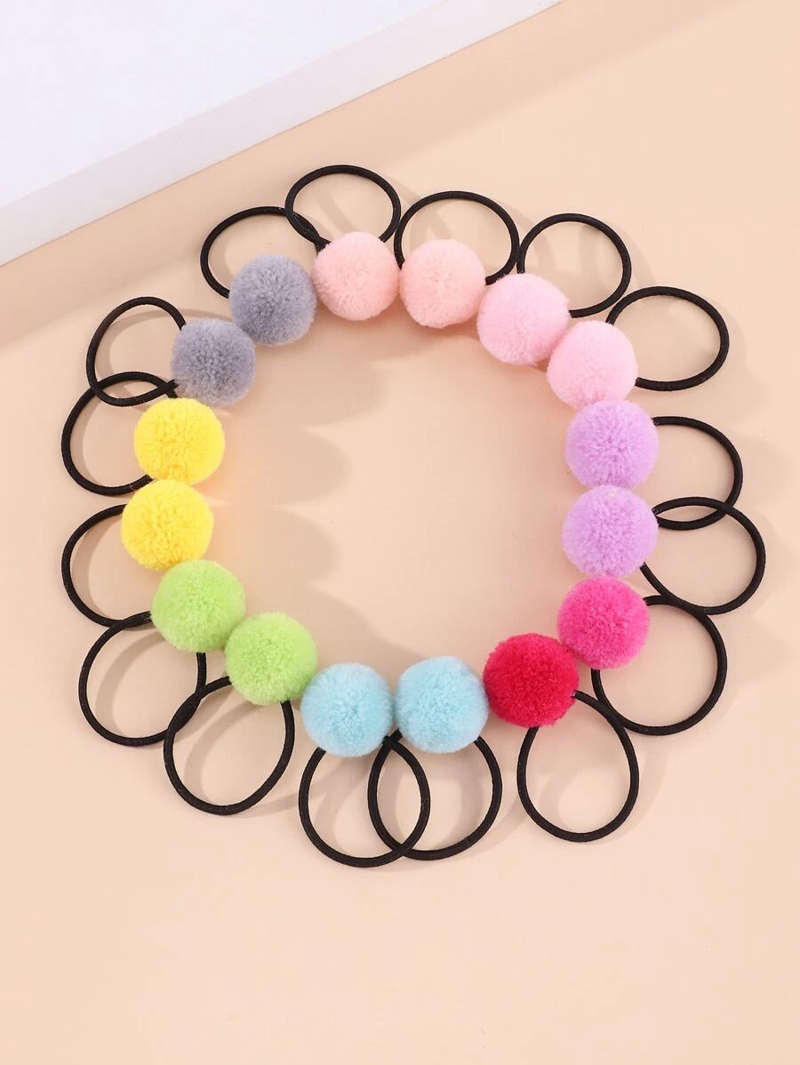 16入組兒童可愛小巧彩色球形髮圈,適用於日常生活或度假