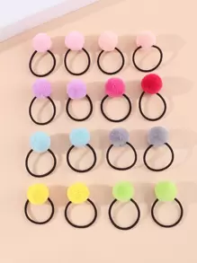 16入組兒童可愛小巧彩色球形髮圈,適用於日常生活或度假