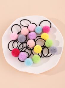16入組兒童可愛小巧彩色球形髮圈,適用於日常生活或度假