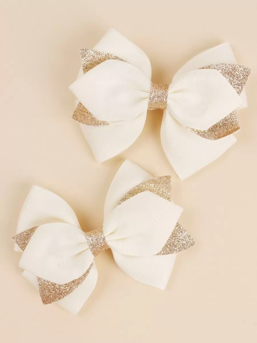 2 cái Bé Gái Mới Biết Đi Nơ Trang Trí Tóc Kẹp - Nhiều màu - Xem 1