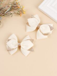 2 cái Bé Gái Mới Biết Đi Nơ Trang Trí Tóc Kẹp - Nhiều màu - Xem 4