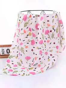 Flower Print Baby Swaddling Blanket - Multicolor - View 2