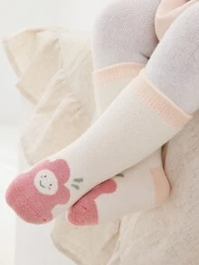 嬰兒3雙花卉圖案中筒襪 - 彩色 - 查看 2
