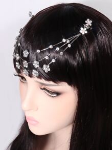 1入組女孩鑲鑽花卉頭鏈夾,適合生日派對 - 銀色 - 查看 4