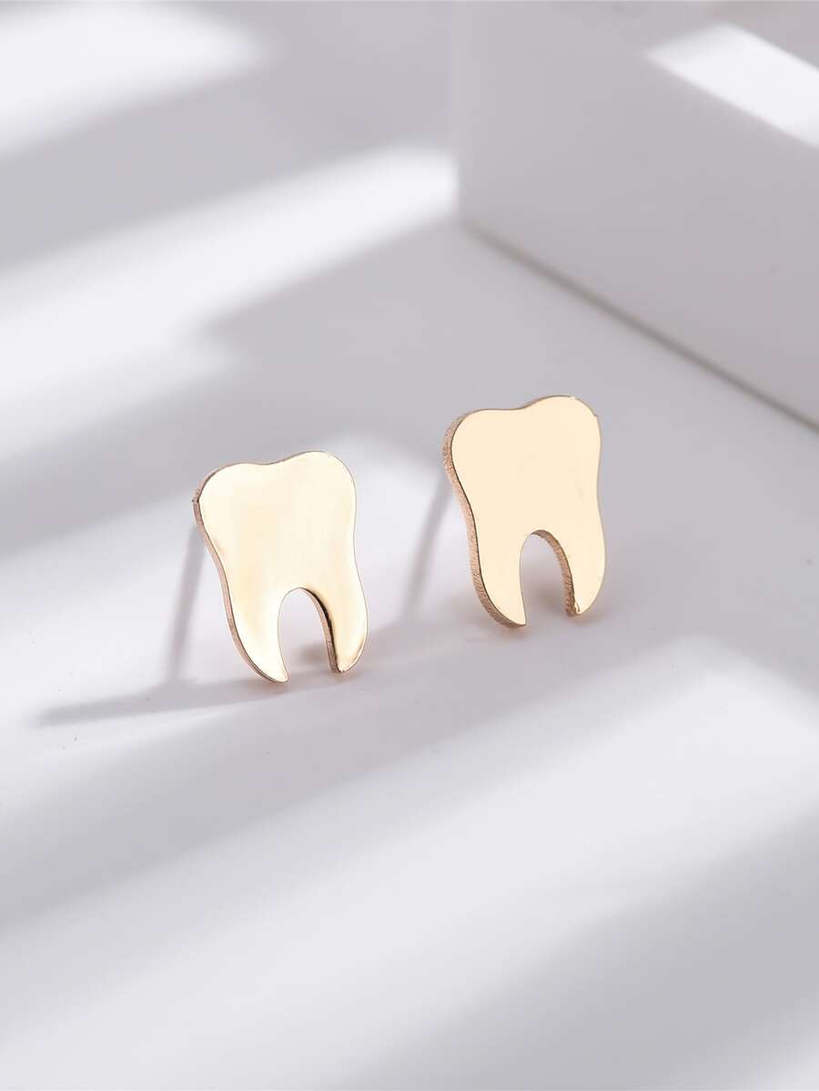 牙耳釘 - 玫瑰金 - 查看 1