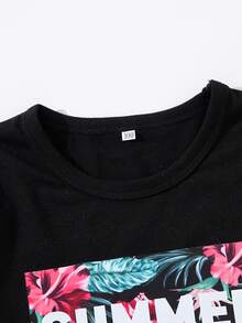 Toddler Boys Letter & Tropical Print Tee & Shorts - Multicolor - View 3