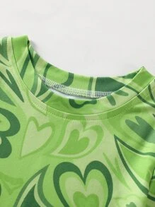 Toddler Girls Heart Print Tee - Green - View 3