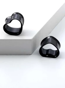 Expansor de oído con diseño de corazón - Negro - Ver 1