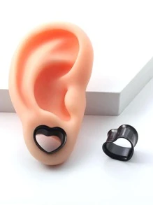 Expansor de oído con diseño de corazón - Negro - Ver 2