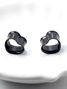 Expansor de oído con diseño de corazón - Negro - Ver 4