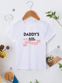 小女童字母和皇冠圖案T恤 - 白色 - 查看 1