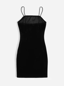 SHEIN Vestido De Veludo Feminino Adolescente, Cor Sólida E Justo Ao Corpo