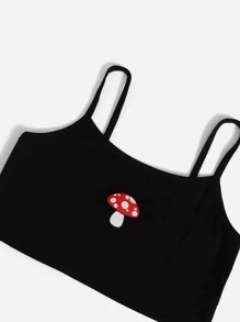 SHEIN Leap Crew 孩童女生蘑菇印花雙肩上衣和束腰運動長褲 - 黑色 - 查看 4