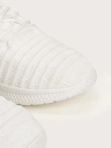 Cuccoo Knit Detail Textured Running Shoes - White - View 3