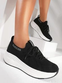 Cuccoo Zapatos de atletismo con estampado de letra transpirable - Negro - Ver 4
