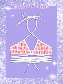 Sweetness Cartoon Graphic Bralet - Pink - View 1