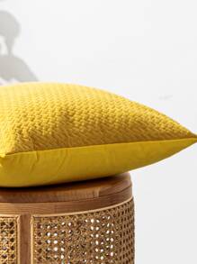 1入組素色靠墊套不附帶墊芯 - 黃色 - 查看 3