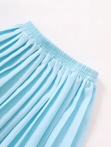 Bộ hai mảnh Gái Dải chun màu trơn Giải trí - Màu xanh nhạt - Xem 4