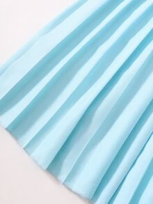 Bộ hai mảnh Gái Dải chun màu trơn Giải trí - Màu xanh nhạt - Xem 5