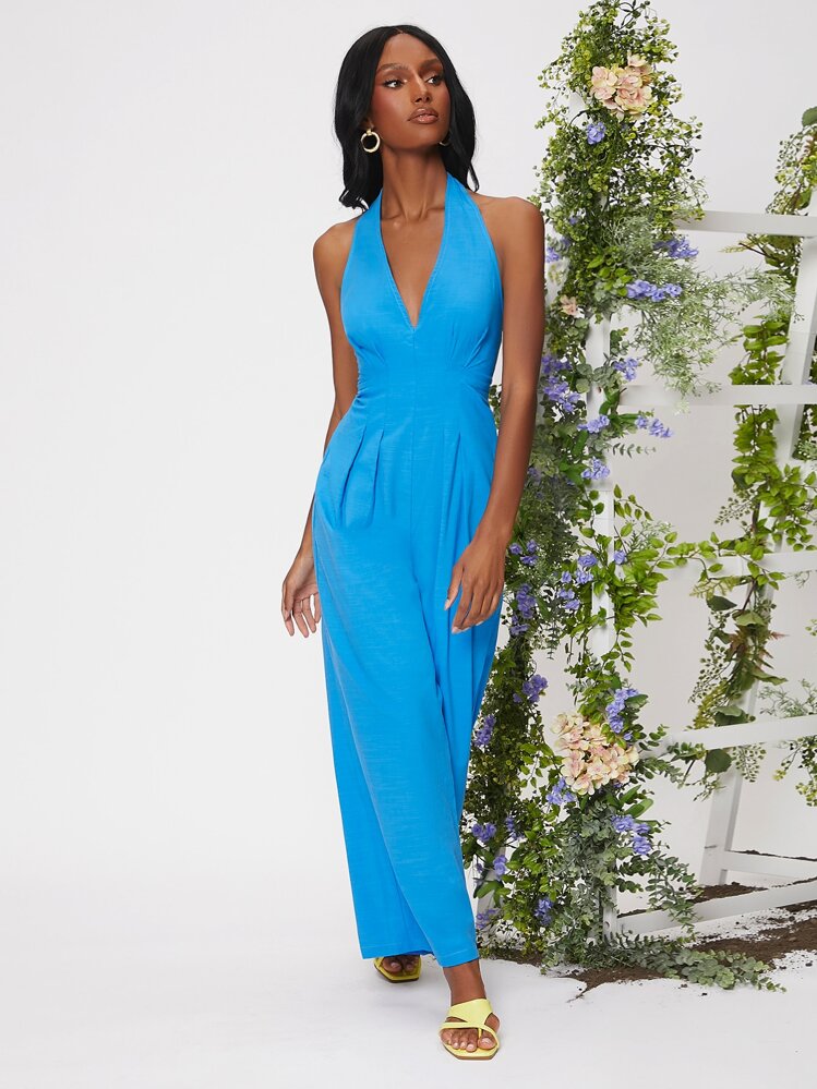 SHEIN ホルターネック ワイドレッグジャンプスーツ | SHEIN JAPAN