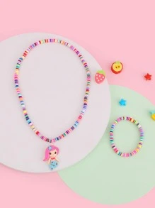 Niñas 2 piezas Set joya sirena colgante - Multicolor - Ver 2