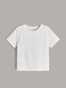 SHEIN Chàng trai trẻ 3 cái/bộ Đơn giản Đúng mốt Thoải mái Cổ điển Vòng cổ Áo thun - Nhiều màu - Xem 8