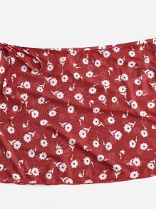 Plus Ditsy Floral Print Bikini Bottom With Beach Skirt - Multicolor - View 5