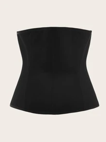 Corsé debajo del pecho simple con cremallera delantera - Negro - Ver 2