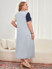 SHEIN LUNE Plus Cut And Sew Smock Dress - Multicolor - View 2