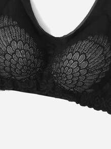 Plus Contrast Lace Bralet - Black - View 3
