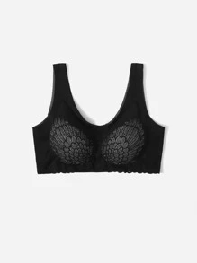 Plus Contrast Lace Bralet - Black - View 5